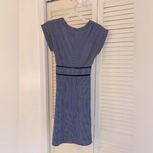 Monteau Los Angeles Navy & White Striped Cap Sleeve Dress Size S